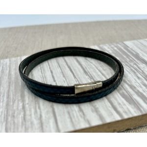 Artisan Bracelet Spain Embossed Leather Quality Zamak Magnetic Clasp Womens Teal